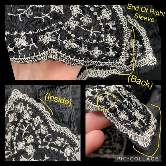 Alberto Makali Button Down Shirt Women's Size XL Crinkle Embroidered Sequins Art - Picture 11 of 12